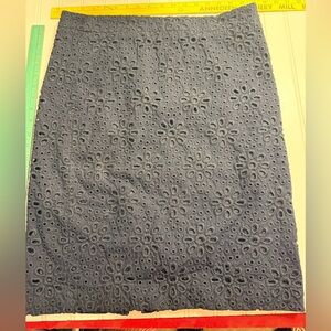 J. Crew Navy Floral Eyelet Pencil Skirt
